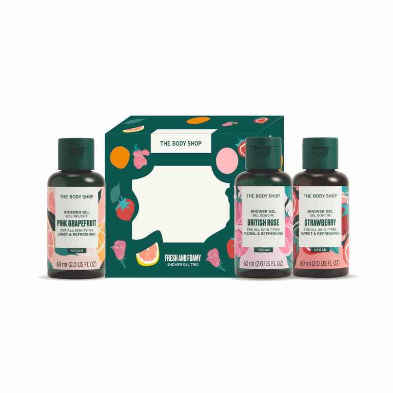 The Body Shop British Rose Shower Gel Strawberry Shower Gel Grapefruit Shower Gel Gift Box