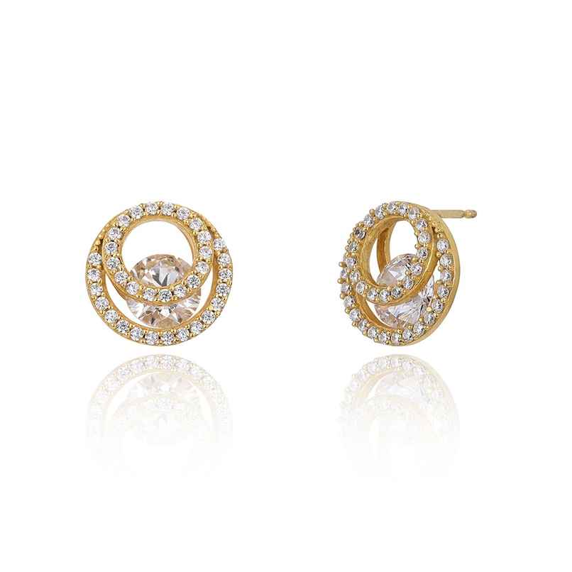 Carlton London 18kt Gold Plated with CZ Circular Stud Earring | FJE4257 Carlton London 18kt Gold Plated with CZ Circular Stud Earring | FJE4257