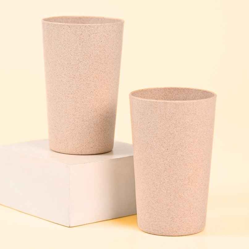 Eha Earth Friendly Unbreakable Drinking Glass | 250 ml, 2 pcs, Sandcastle | Rice Husk Biocomposite