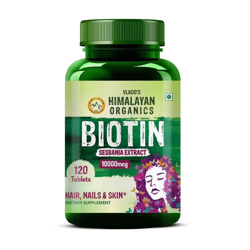 Himalayan Organics Biotin Sesbania Extract for Hair Growth 120 VEG Tablets