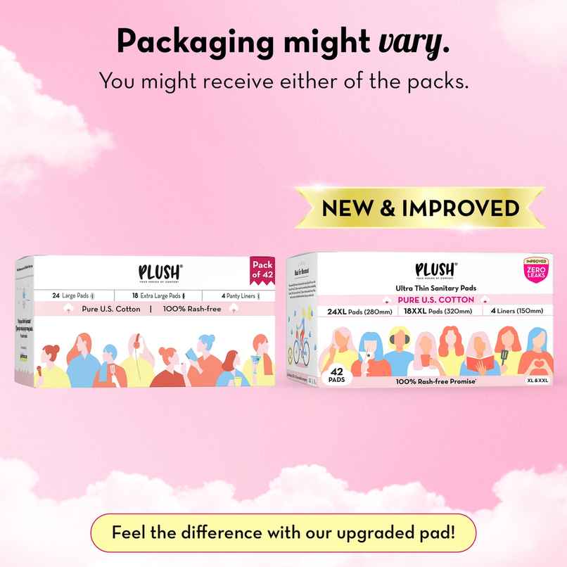 Plush Rash Free Sanitary Pads with Pouches | 2XL