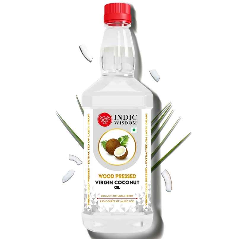 Indic Wisdom Virgin Coconut Wood Pressed Oil (Nariyal Oil) | Cold Pressed - Extracted on Wooden Churner