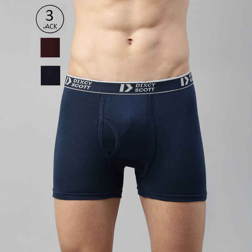 Dixcy Scott Originals Men'S Long Cross Trunk Fit Solid Innerwear Outer Elastic Multicolor-Pack Of3