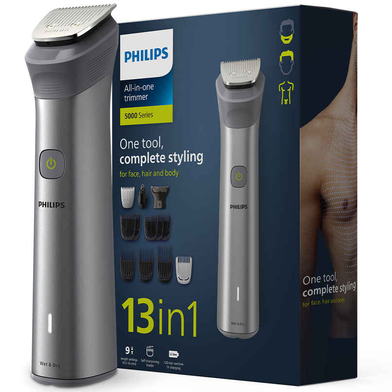 Philips India's No.1 Men's Trimmer | 13-in-1 Essential Body Kit -Face, Body & Private Parts | MG5930/65