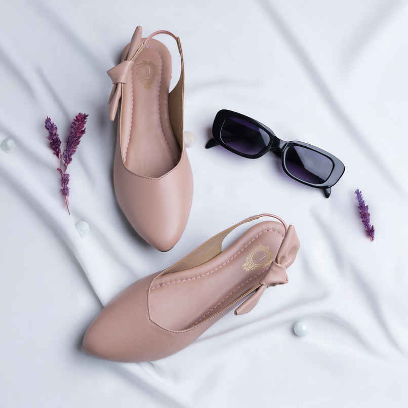 Shoetopia Casual Side Bow Detailed Pink Flat Belly For Women | UK 5