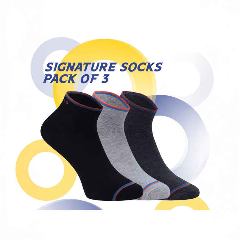 SOXBAE Low Cut Men's Ankle Socks | Black, Blue, and Light Grey- Free Size