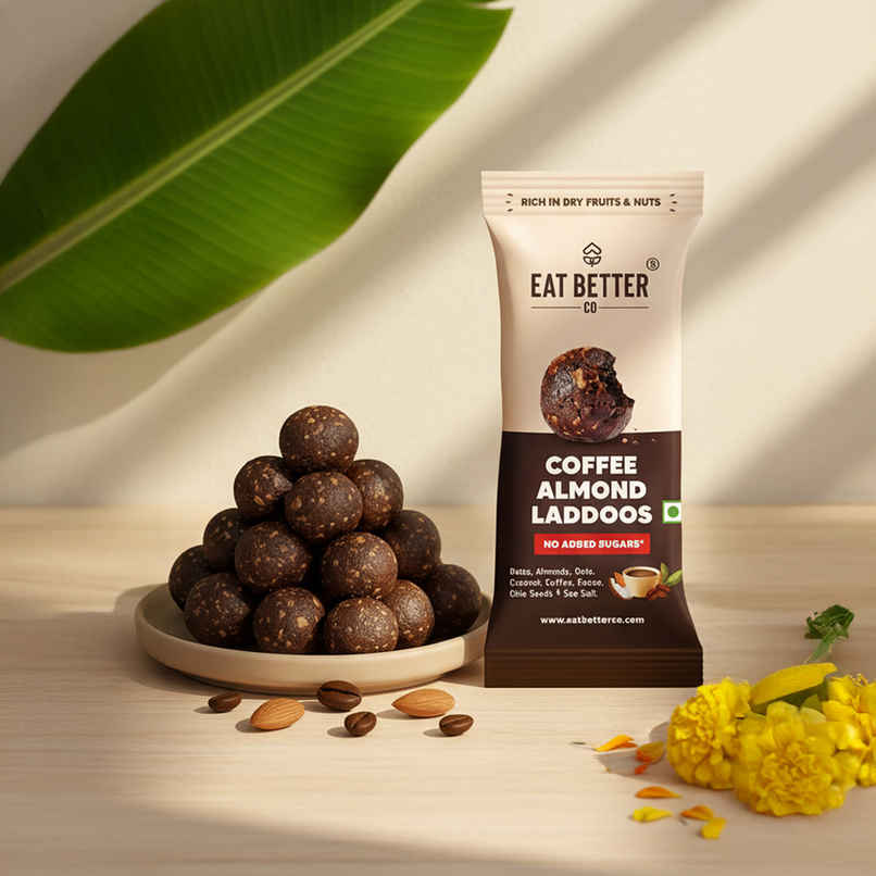 Eat Better Co Coffee & Almond Laddoos | No Added Sugar | High Protein, 100% Natural