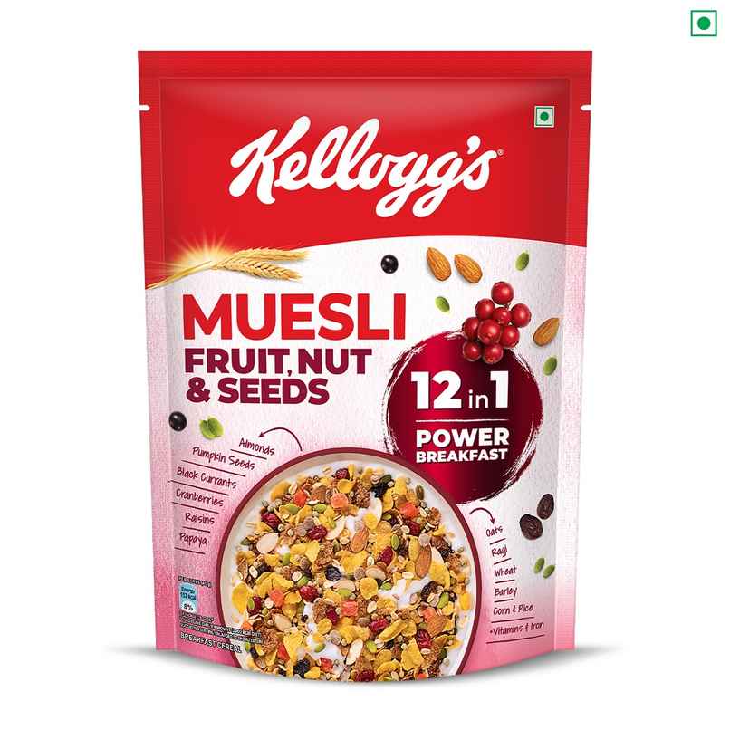 Kellogg's Muesli Fruit Nut and Seeds | 12 In 1 Power Breakfast | No Maida No Palm Oil