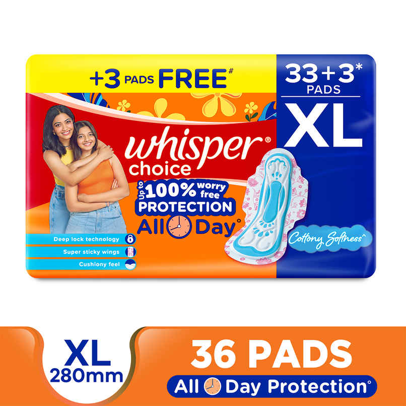 Whisper Choice Sanitary Pads | XL | 36 pcs