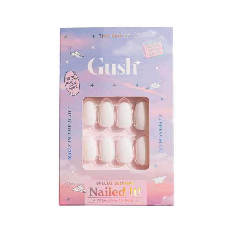Gush Beauty | Reusable Luxury Press On Nails With Application Kit | Milky White - Medium Almond