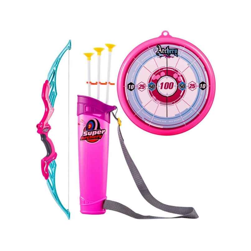 Toyshine Plastic Bow & Arrow Set with Quiver & Target | Pink Toyshine Plastic Bow & Arrow Set with Quiver & Target | Pink
