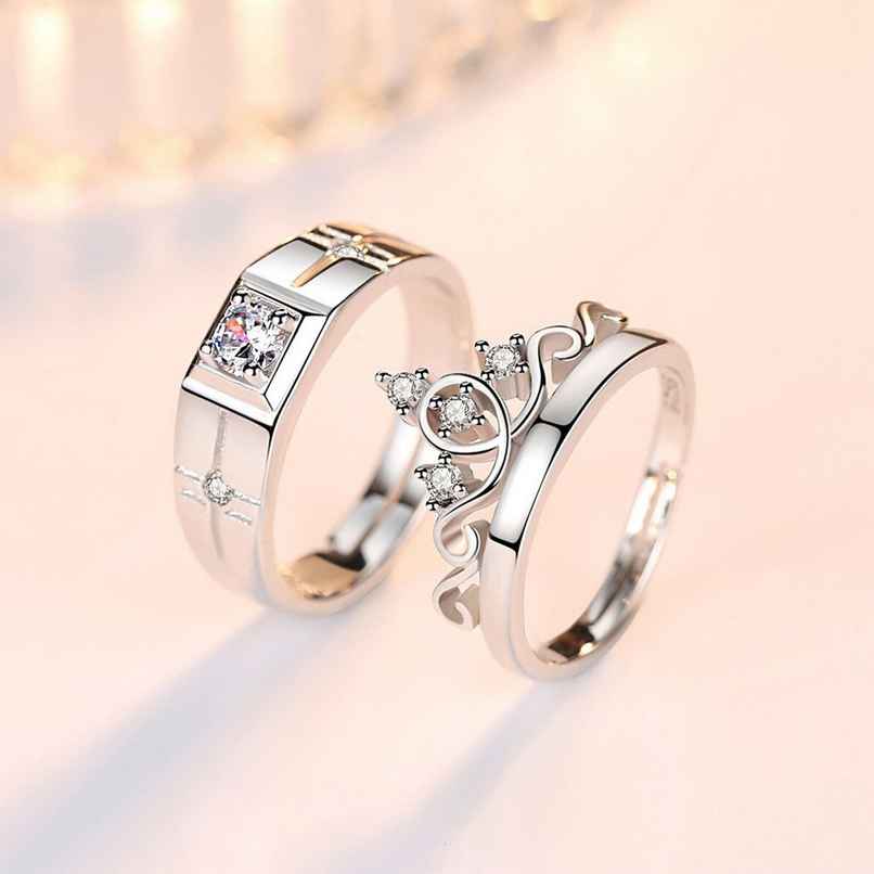 Fashion Frill Women's Crown Rings Silver Adjustable