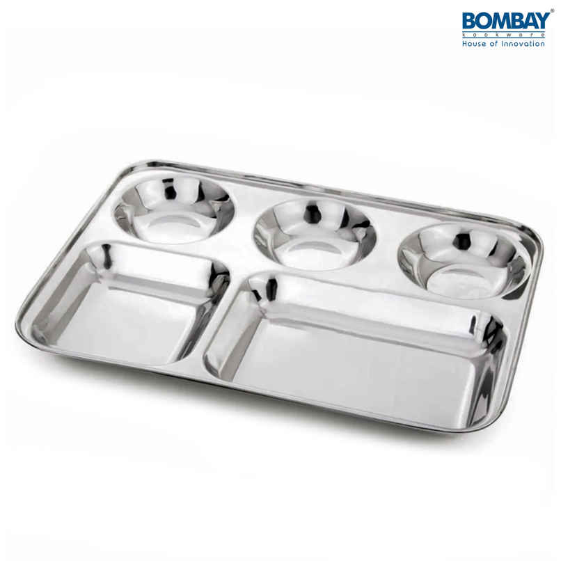 Bombay Kookware Stainless Steel Compartment Plates ( 5In 1) Bhojan Thali