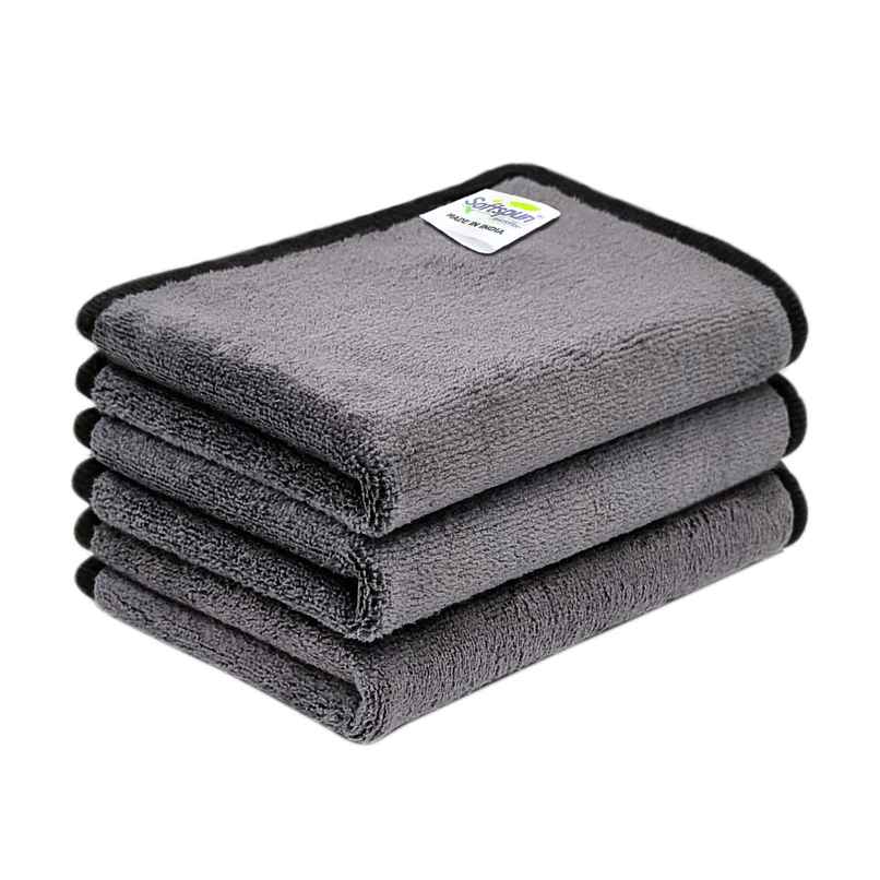 Softspun Microfiber Cleaning Wipes (Small, 500 GSM, 20x30cm, 3pc, Grey) Softspun Microfiber Cleaning Wipes (Small, 500 GSM, 20x30cm, 3pc, Grey)