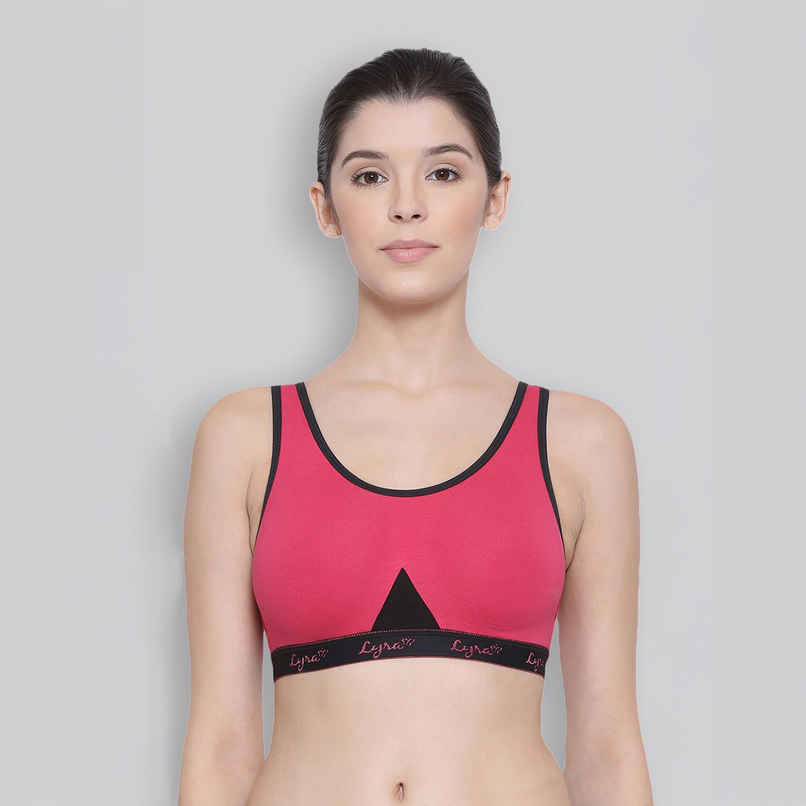 Lyra Women's Sports Bra Non Padded | Skin and Fuchsia - 38B