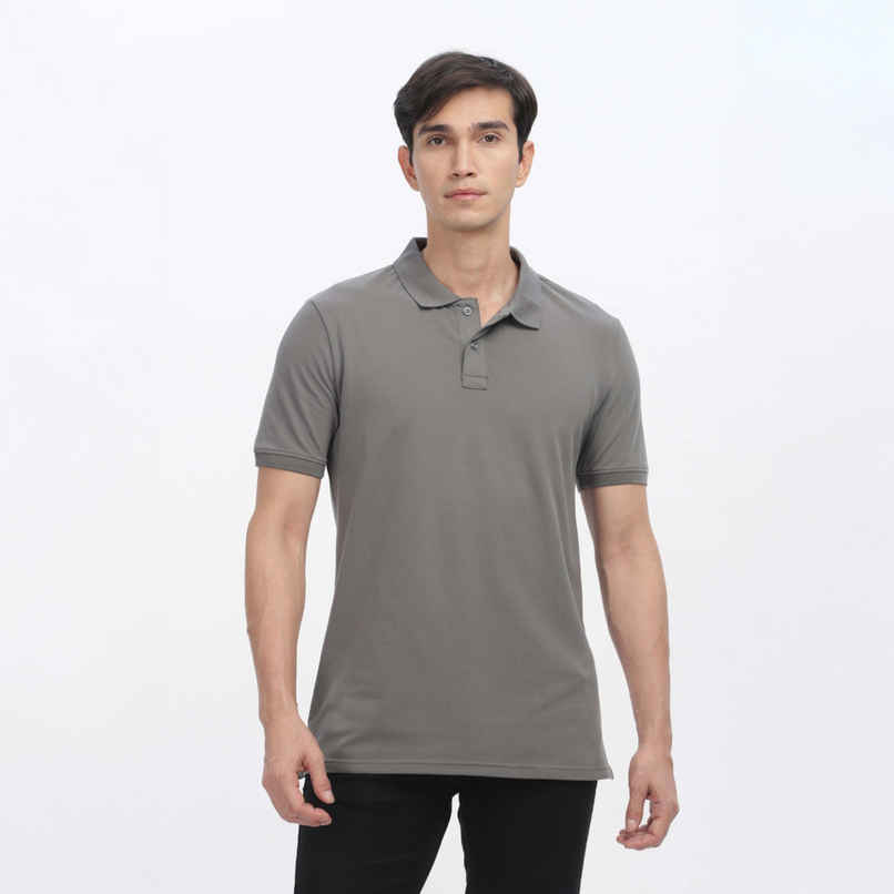 OUTLAWS Men's Premium Cotton Lycra Polo T-Shirt | Grey - S