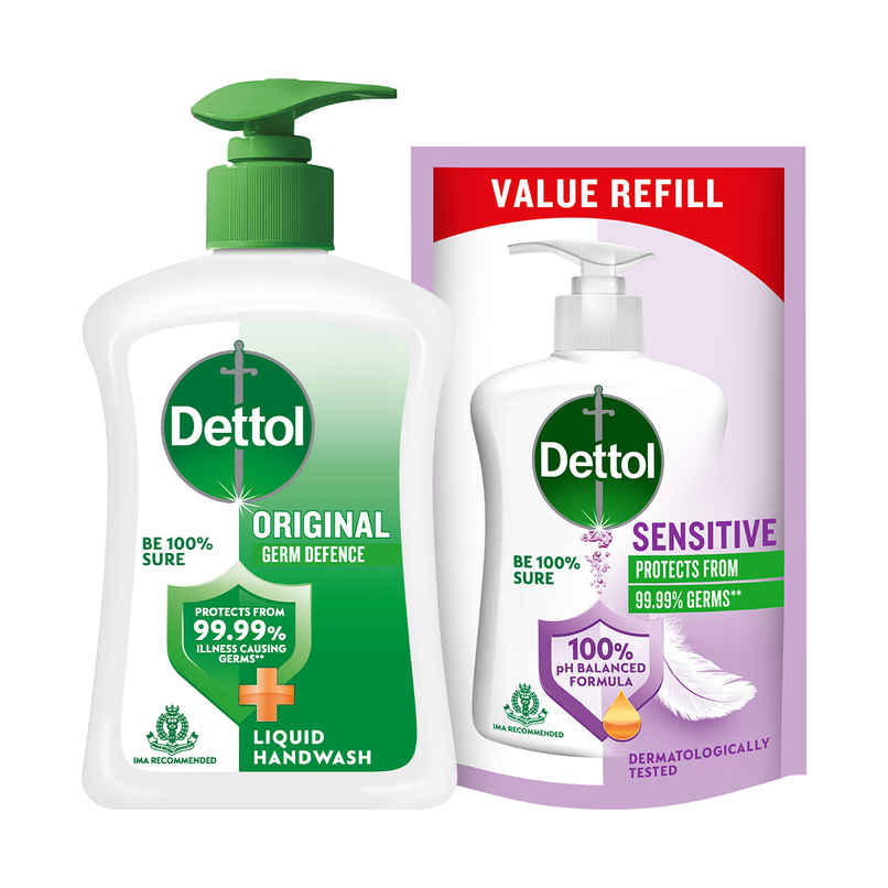 Dettol Original Liquid Hand Wash Pump With Free Handwash Refill | 99.99% Germ Protection Dettol Original Liquid Hand Wash Pump With Free Handwash Refill | 99.99% Germ Protection