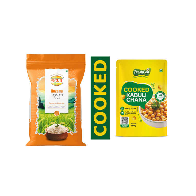 921 Rozana Basmati Rice (1kg) & Freshcon Cooked Rajma | Kidney Beans (250g) Combo