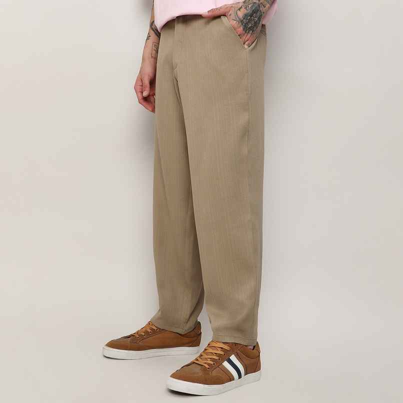 Campus Sutra Men's Solid Tailored Trousers | Brown Beige - 32 Campus Sutra Men's Solid Tailored Trousers | Brown Beige - 32