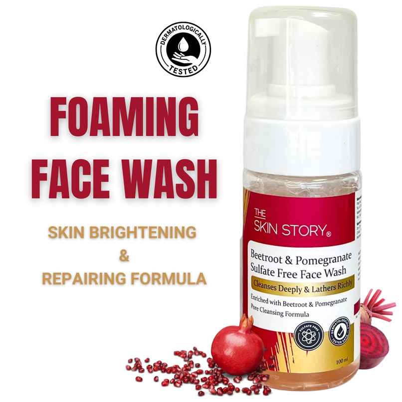 The Skin Story Foaming Face Wash Cleanses Pores Controls Oil & Anti-Aging - Beetroot Sulphate Free