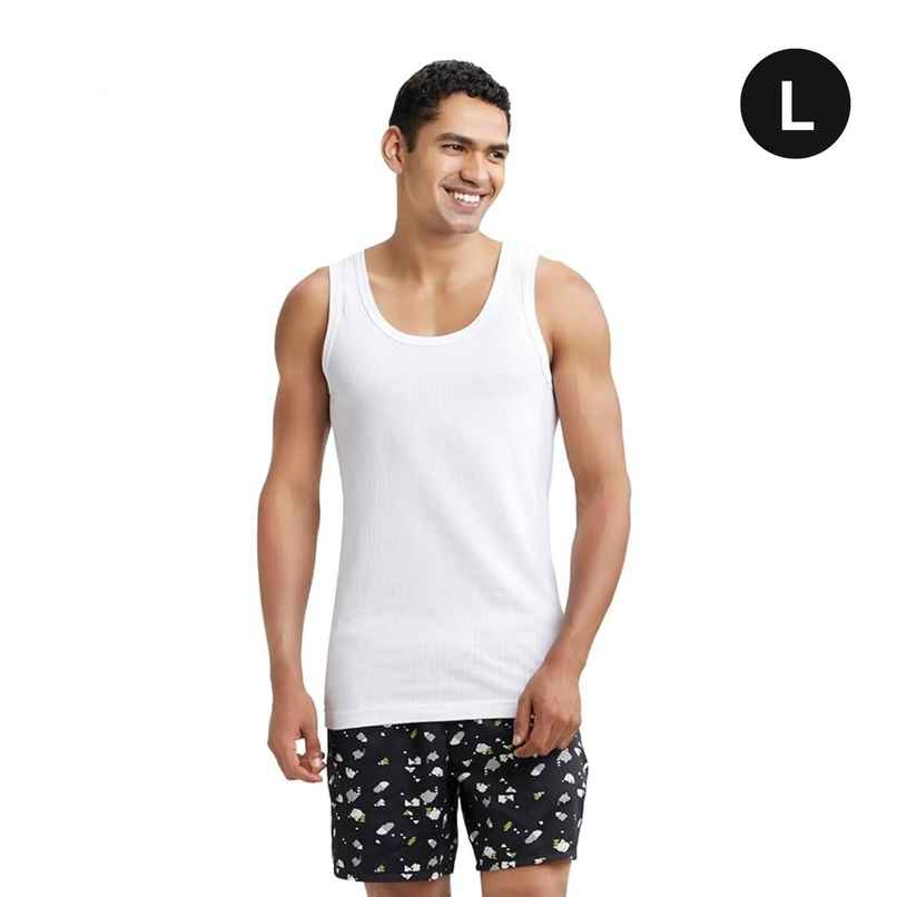 Jockey 8816 Men's Super Combed Cotton Sleeveless Vest|Extended Length|Easy Tuck | White-95