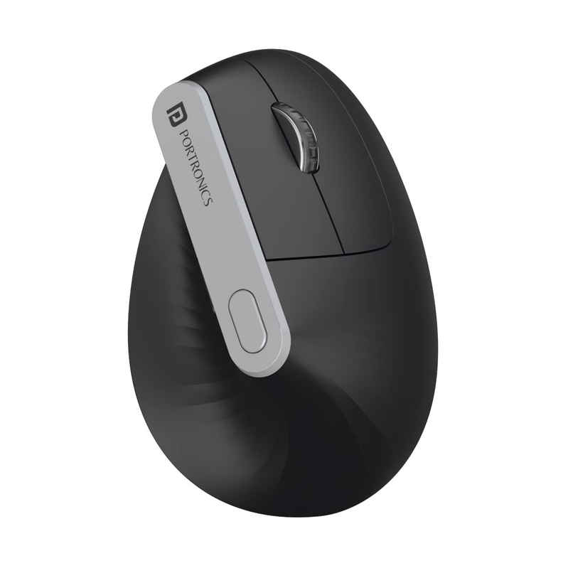 Portronics Toad Ergo vertical wireless Mouse with 6 Bottons and Ergonomic Design - Black