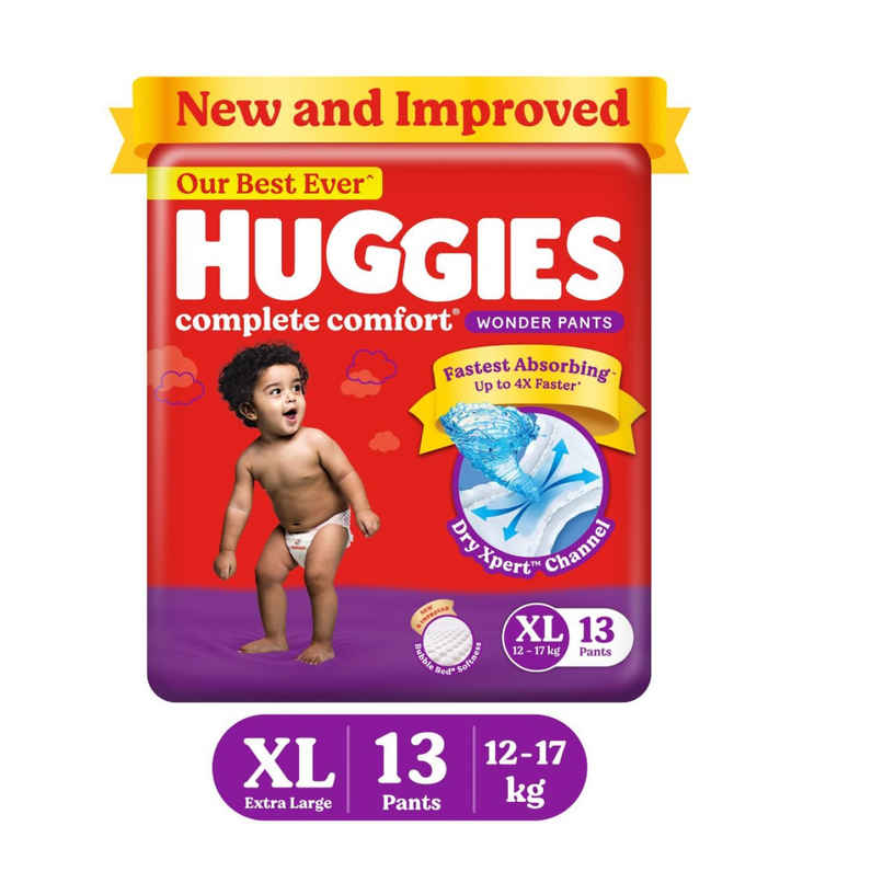 Huggies Complete Comfort Wonder Baby Diapers | Pant Style | XL | 13 pcs
