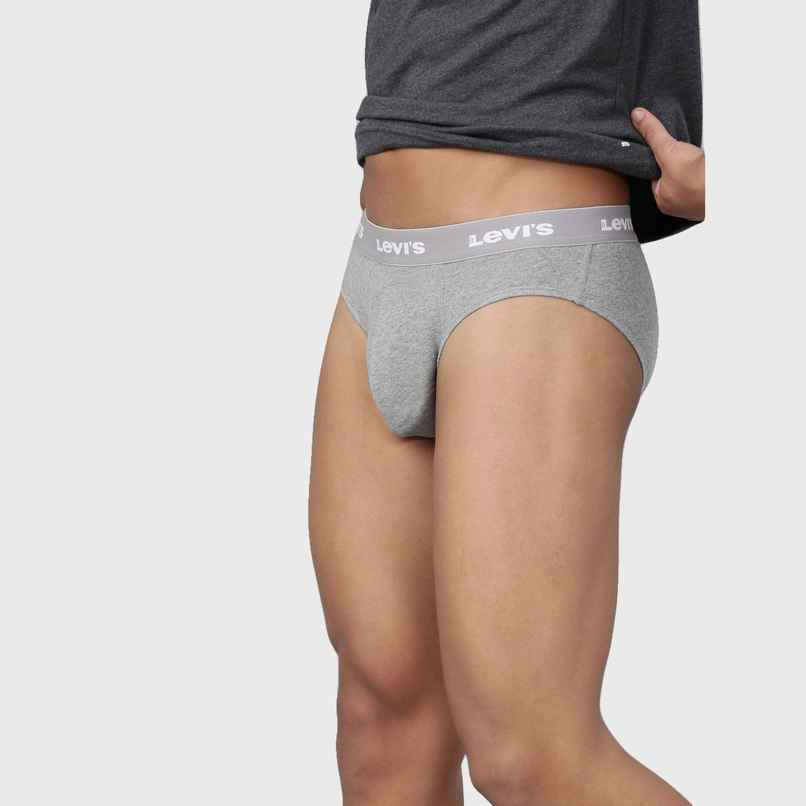 Levi's 009 Men's Neo Brief | Contoured Double Pouch | Pack of 2 | Lt. Grey Mel,Navy | XL