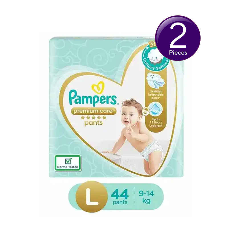 Pampers Premium Care Baby Diapers | Pant Style | L | 44 pcs Combo