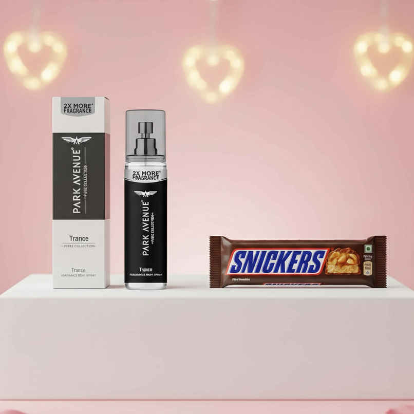 Park Avenue Pure Collection Trance Perfume Spray (135ml) & Snickers Peanut, Nougat & Caramel Chocolate Bar (40g) Combo