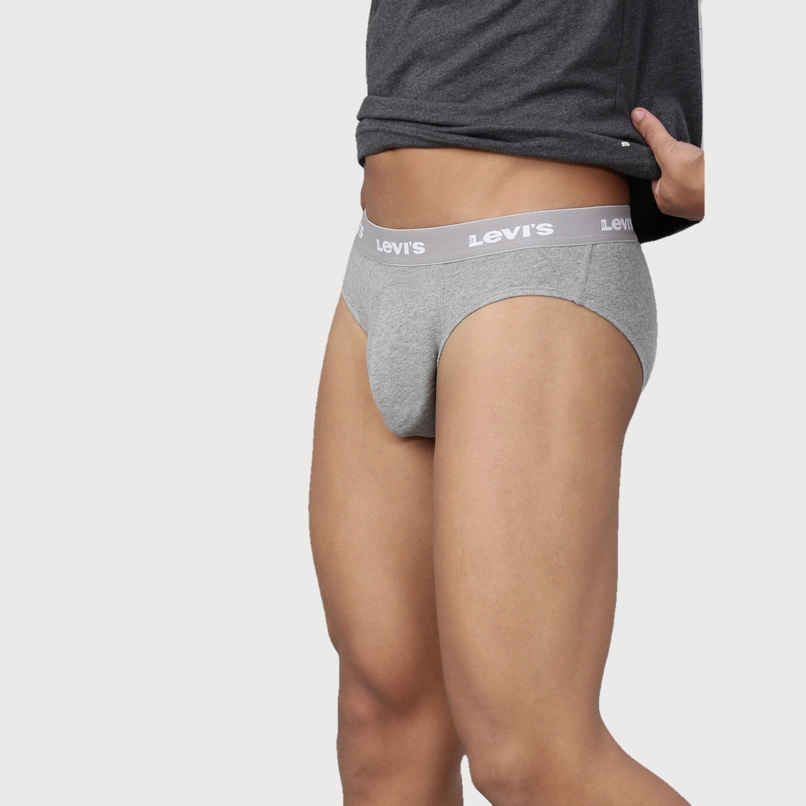 Levi's 009 Men's Neo Brief | Contoured Double Pouch | Pack of 2 | Lt. Grey Mel,Navy | S