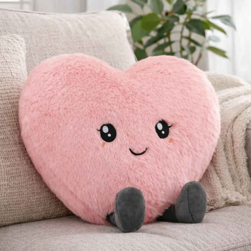 Fablue Pink Love Heart Plush Huggable Romantic Pillow Soft Toy for Kids & Adults