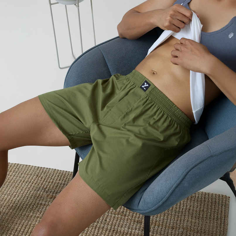 XYXX Men's Cotton Solid Inner Boxers Pack of 1, Army Green| XL