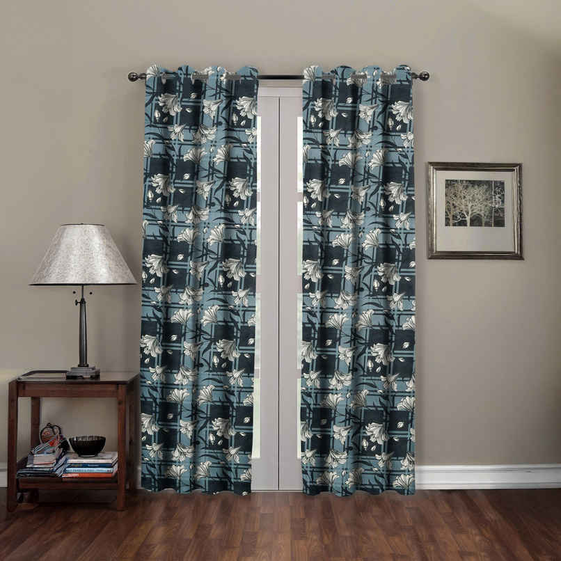 BAY6 Microfiber Cotton Door Curtains | Set of 2 | 9x4 ft | Black