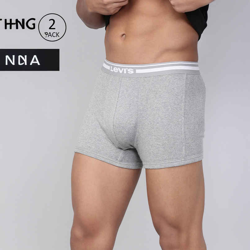Levi's 003 Men's Comfort Trunk | Contoured Double Pouch | Pack of 2 | Lt. Grey Mel,Black | L