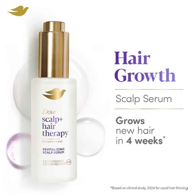 Dove Scalp+Hair Density Boost Serum: 2.5% Niacinamide & 1.5% Zinc Peptides For Revitalizing Scalp