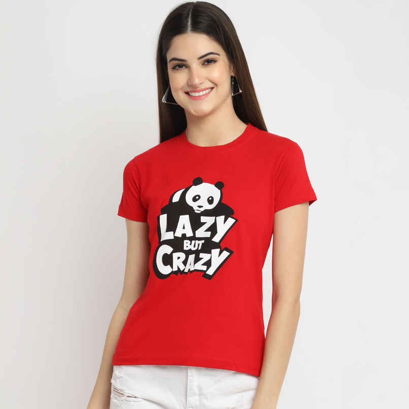 Fabflee Women Regular Cotton Printed Round Neck Tshirt | Red | FAB-WT-37 | M Fabflee Women Regular Cotton Printed Round Neck Tshirt | Red | FAB-WT-37 | M