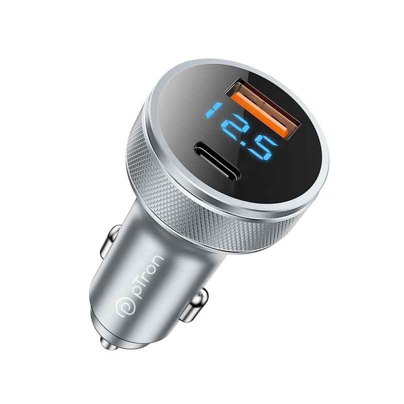 pTron Bullet Ultima 65W Car Charger | Super Fast Charging | Dual Outputs 45W Type-C PD & 20W USB - Grey pTron Bullet Ultima 65W Car Charger | Super Fast Charging | Dual Outputs 45W Type-C PD & 20W USB - Grey