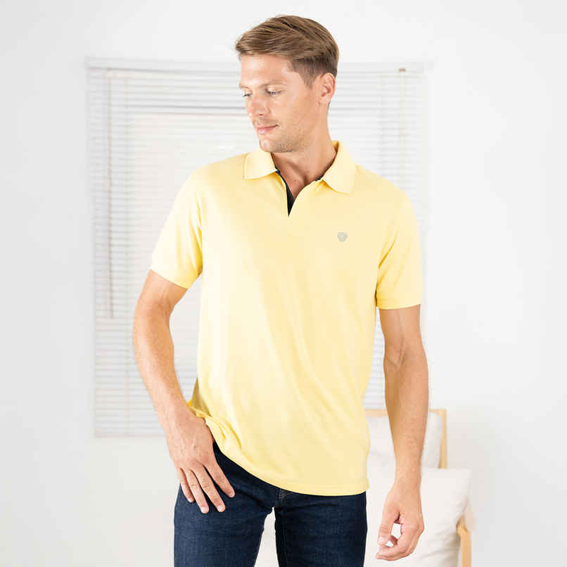 Lux Cozi Men's Cotton Polo T-Shirt, Yellow, XL Lux Cozi Men's Cotton Polo T-Shirt, Yellow, XL