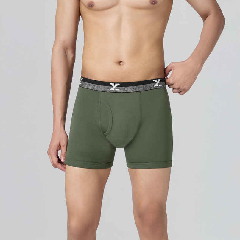 XYXX Men's Cotton Solid Boxer Briefs Pack of 1, Olive Green| L