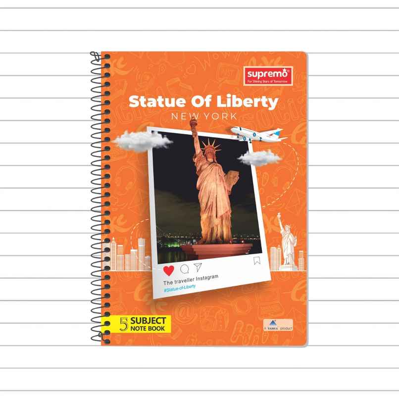 supremo A4 Spiral Notebook 6 Subject 300 Pages, Single Line
