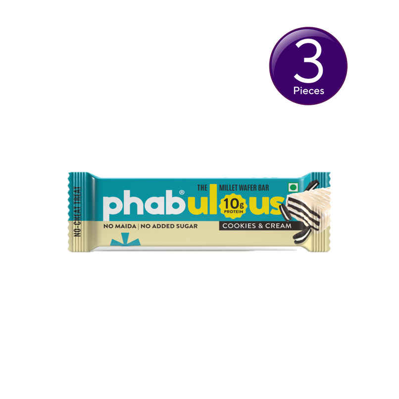 Phab Cookies & Cream Millet Wafer Bar I 10g Protein Wafer Combo Phab Cookies & Cream Millet Wafer Bar I 10g Protein Wafer Combo