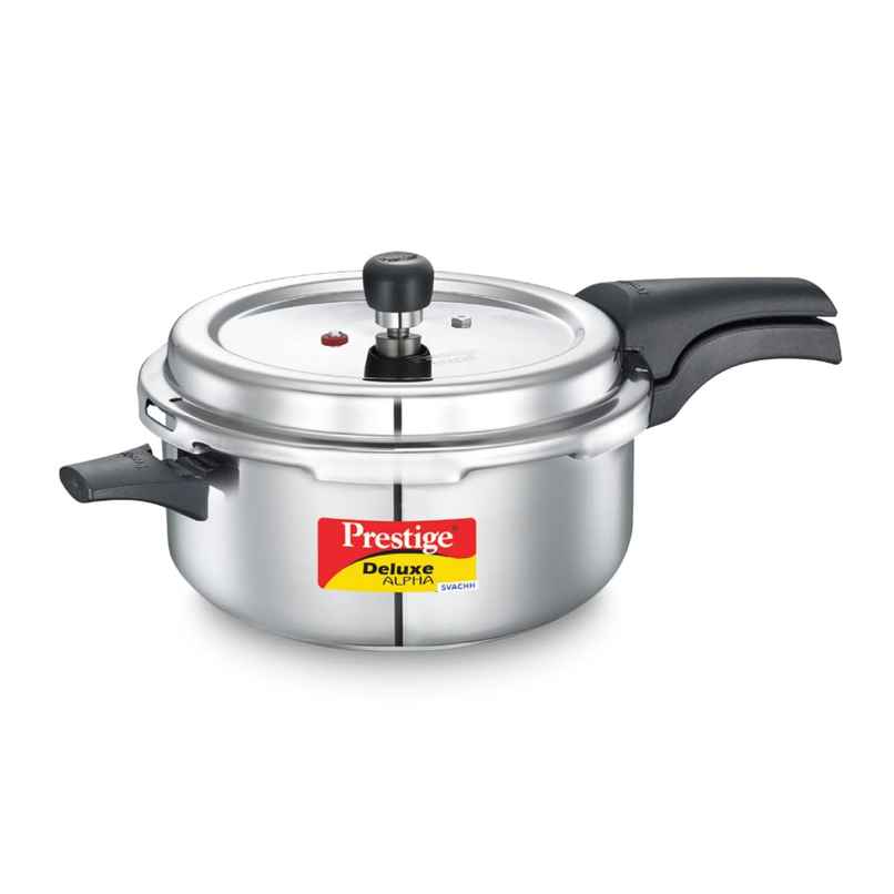 Prestige Deluxe Alpha Svachh Steel Deep Pan Pressure Cooker With Unique Deep Lid Which 5 L Silver Prestige Deluxe Alpha Svachh Steel Deep Pan Pressure Cooker With Unique Deep Lid Which 5 L Silver