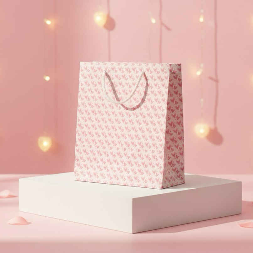 Solid Pattern Filled Heart Gift Bag | 14 x 10 inch | Mad Over Prints