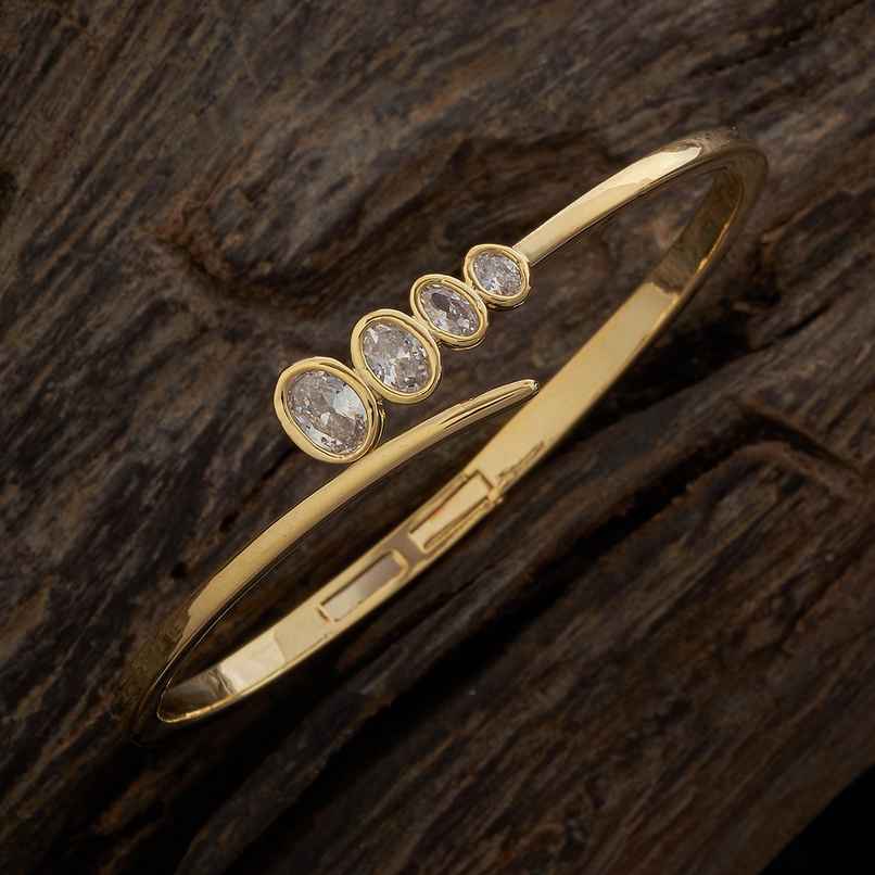 Kushal s Fashion Jewellery White Gold-Plated Party Zircon Kada | 418802 Kushal s Fashion Jewellery White Gold-Plated Party Zircon Kada | 418802