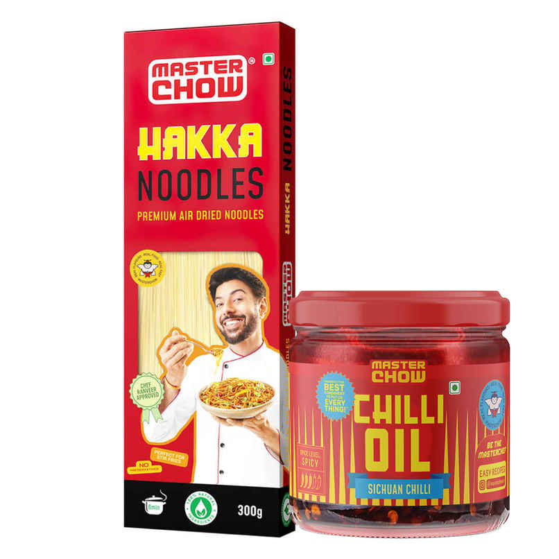Masterchow Hakka Noodles (300g) & Masterchow Spicy Sichuan Chilli Oil (170g) Combo