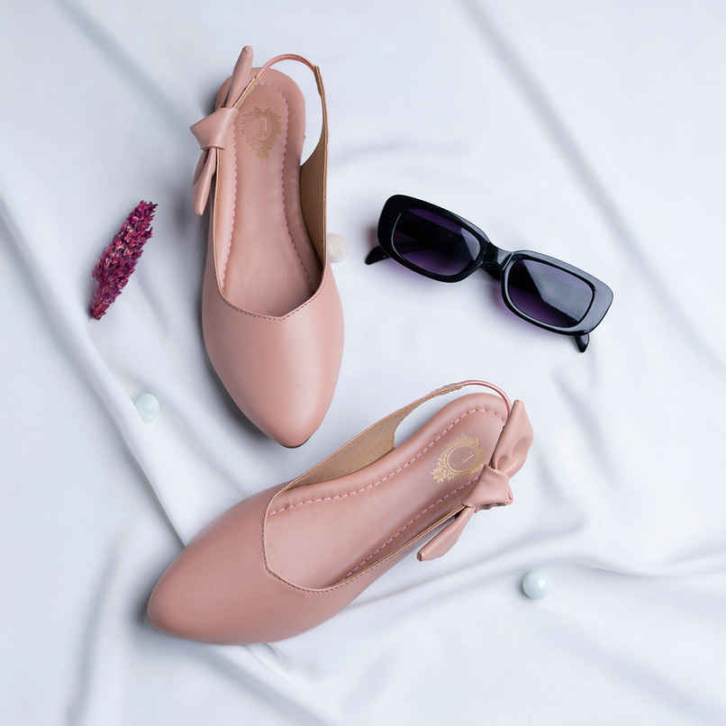 Shoetopia Casual Side Bow Detailed Pink Flat Belly For Women | UK 9