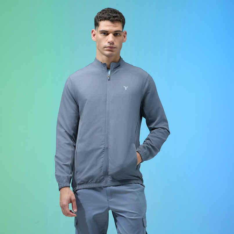 Technosport Men's Slim Fit Mock Neck Sports Jacket | TECHNOLITE Fabric | Blue - M