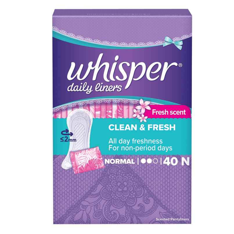 Whisper Daily Liners Clean And Fresh Pantyliner (Pack Of 40) Whisper Daily Liners Clean And Fresh Pantyliner (Pack Of 40)