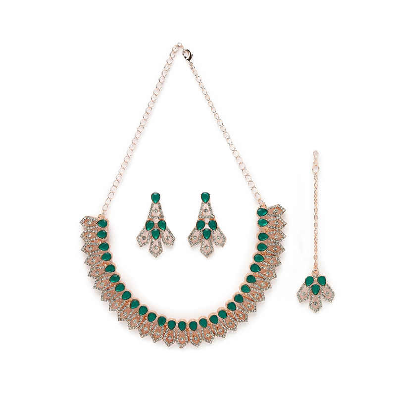 Sukkhi Fierce Gold Plated Green Kundan & Beads Studded Choker Necklace Set